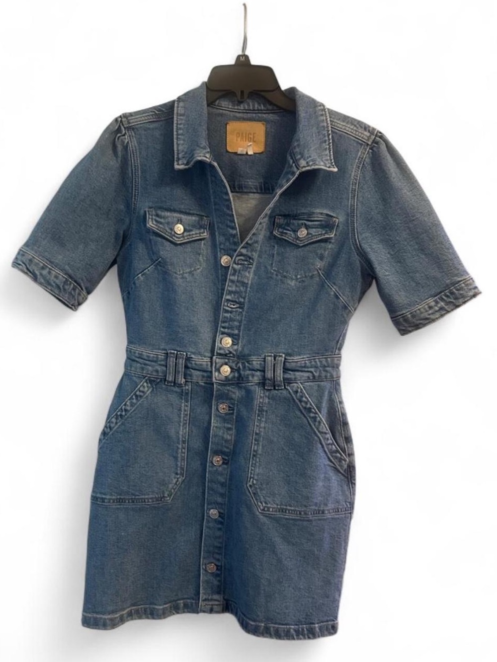 PAIGE Blue Denim Button-Front Shirt Dress